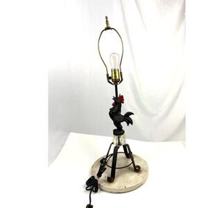 Vintage Wrought Iron Rooster Lamp Acrylic Center Country Style MCM‎ Works
